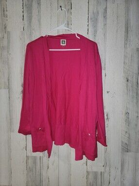 Anne Klein Bright Pink Knit Cardigan